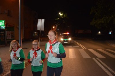 Głubczyce. Harcerki dzielnie biegną z nami. (Śląski OSG, 30.09.2018 ok. g. 2.00)