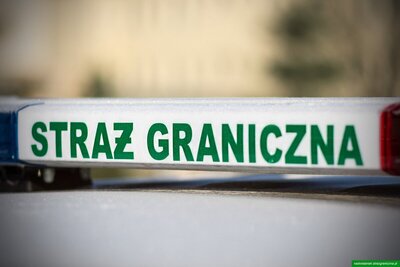 belka sygnalizacyjna na dachu auta z napisem Straż Graniczna 