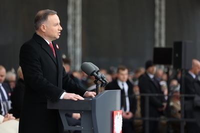 Prezydent RP A. Duda wygłasza okolicznościowe przemówienie 