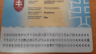 Podrobiony słowacki dowód osobisty 