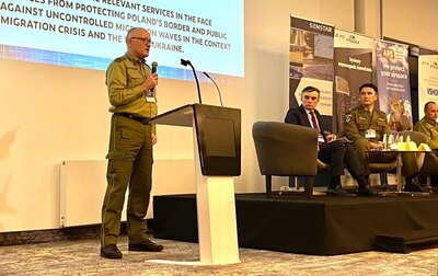 Zastępca Dyrektora ZG KGSG w czasie Międzynarodowej Konferencji i Wystawy Bezpieczeństwa Granic InSec 2023 