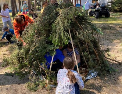 Dzieci uczestniczące w 1 edycji Warsztatów Survivalowych dla dzieci uchodźców wojennych z Ukrainy 