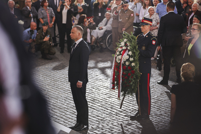 Uroczystości przy pomniku Powstania Warszawskiego 