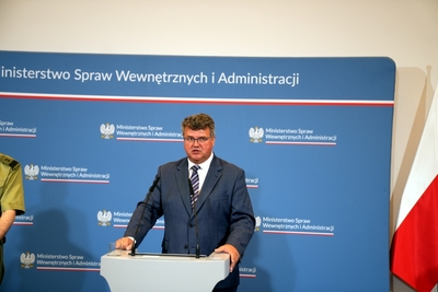 Briefing wiceministra Macieja Wąsika i Komendanta Głównego Straży Granicznej gen. dyw. SG Tomasza Pragi 