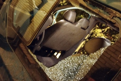 Uszkodzony pojazd Straży Granicznej 