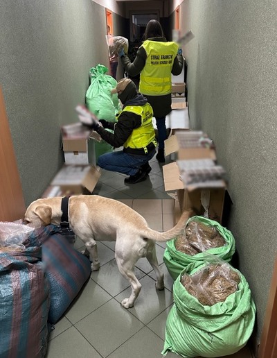 Funkcjonariusze zabezpieczają nielegalny towar 