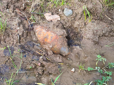 Zabezpieczony niewybuch 