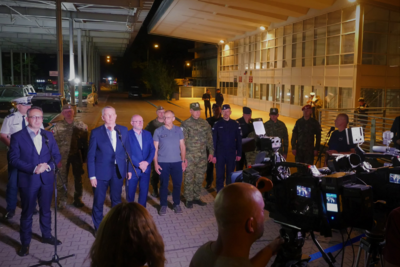 Minister SWiA, Komendant Główny Straży Granicznej i Komendant Główny Policji podczas odprawy służb Minister SWiA, Komendant Główny Straży Granicznej i Komendant Główny Policji podczas odprawy służb