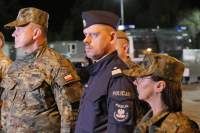 Komendant Główny Straży Granicznej i Komendant Główny Policji podczas odprawy służb Komendant Główny Straży Granicznej i Komendant Główny Policji podczas odprawy służb
