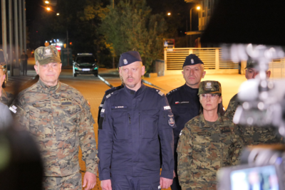 Komendant Główny Straży Granicznej i Komendant Główny Policji podczas odprawy służb Komendant Główny Straży Granicznej i Komendant Główny Policji podczas odprawy służb