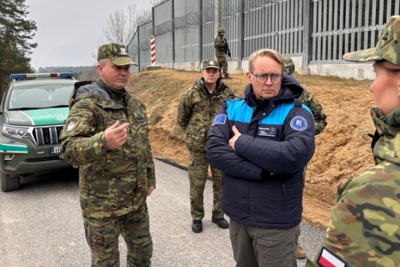 Komendant Główny Straży Granicznej i delegacja Agencji Frontex na wspólnej wizycie na granicy z Białorusią 