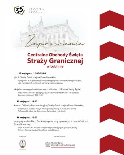 Zaproszenie na Centralne Obchody Święta Straży Granicznej 