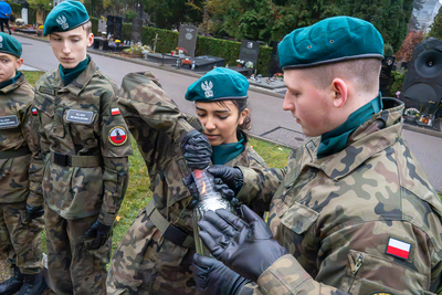 Hołd spoczywającym na warszawskim Cmentarzu Wojskowym na Powązkach żołnierzom Korpusu Ochrony Pograniczna i Straży Granicznej II RP 