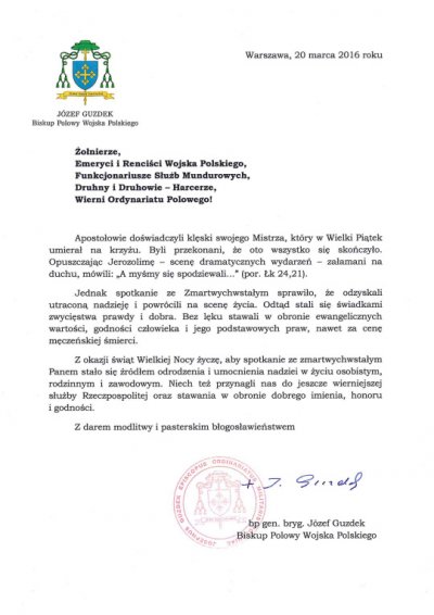 Życzenia świąteczne od Biskupa Polowego Wojska Polskiego 
